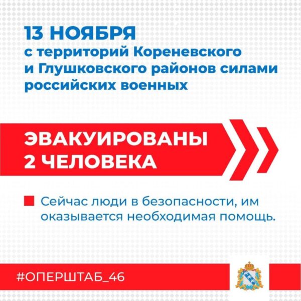 13 ноября силами российских военнослужащих освобождены 2 человека