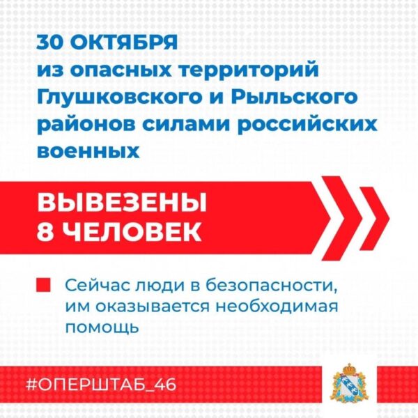 Сегодня российские военнослужащие вывезли с опасных территорий 8 человек