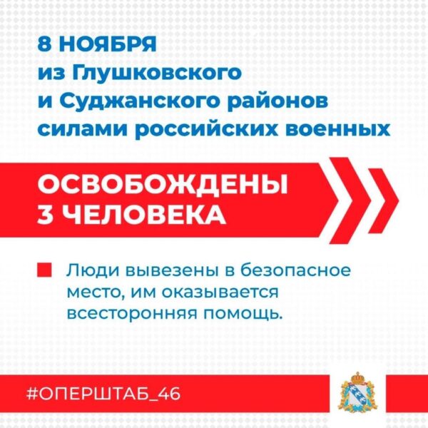 8 ноября силами российских военнослужащих освобождены 3 жителя приграничья